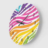Kleurrijke regenboogzebra Afdrukpatronen Grote Klok (Hoek)
