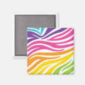 Kleurrijke regenboogzebra Afdrukpatronen Magneet (Voorkant / Achterkant)
