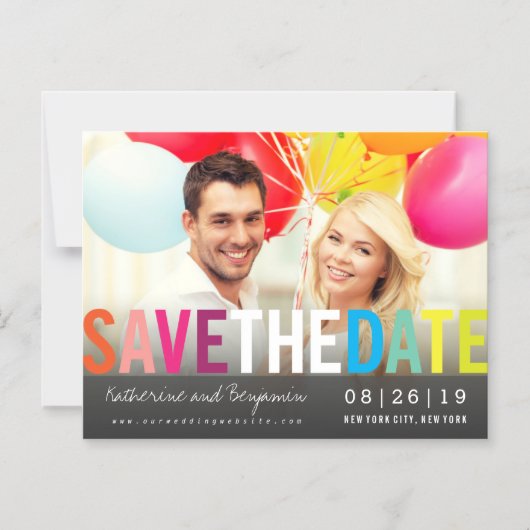 Kleurrijke regenboogzomerfoto Moderne sparen de da Magnetische Uitnodiging (Voorkant)