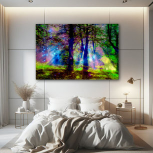 Kleurrijke Regenboombomen Betoverd Bos Poster