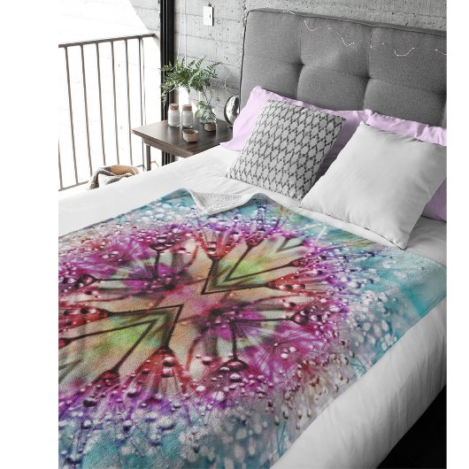 Kleurrijke regendruppels in Dandelion Fleece Deken