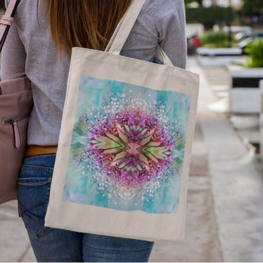 Kleurrijke regendruppels in Dandelion Tote Bag