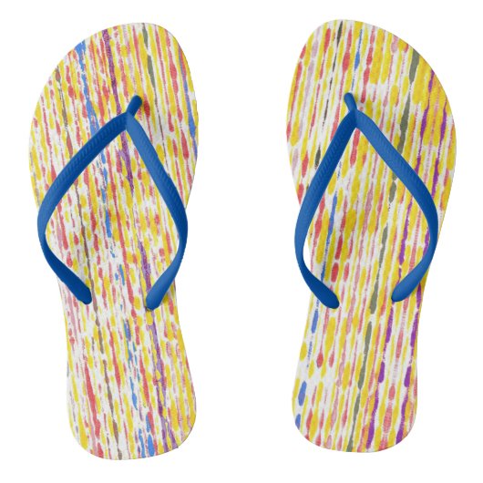 Kleurrijke regendruppels regenboogstrips FlipFlops Teenslippers (Voetbed)