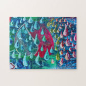 Kleurrijke regendruppels schilderij op een graffit legpuzzel (Horizontaal)