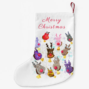 Kleurrijke Reineers met Bells Christmas Stocking Kleine Kerstsok