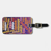 Kleurrijke reis in veel talen Word Cloud Bagagelabel (Voorkant horizontaal)