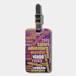 Kleurrijke reis in veel talen Word Cloud Bagagelabel