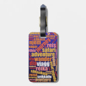 Kleurrijke reis in veel talen Word Cloud Bagagelabel (Achterkant verticaal)