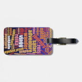 Kleurrijke reis in veel talen Word Cloud Bagagelabel (Achterkant horizontaal)