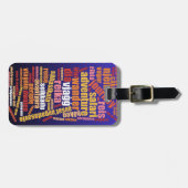 Kleurrijke reis in veel talen Word Cloud Bagagelabel (Voorkant horizontaal)