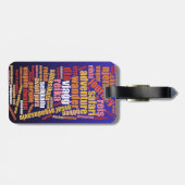 Kleurrijke reis in veel talen Word Cloud Bagagelabel (Achterkant horizontaal)