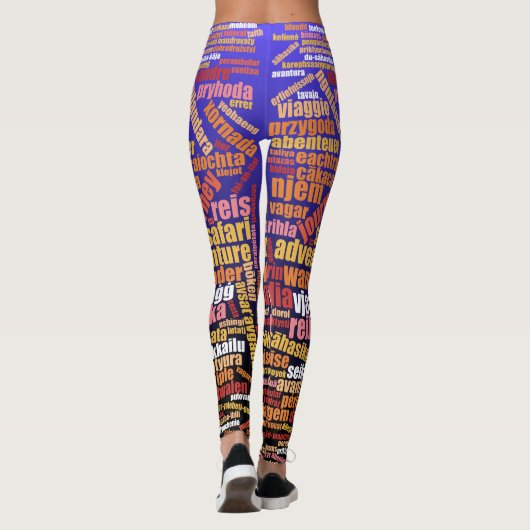 Kleurrijke reis in veel talen Word Cloud Leggings (Achterkant)