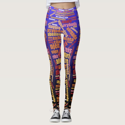 Kleurrijke reis in veel talen Word Cloud Leggings (Voorkant)