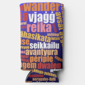 Kleurrijke reis in veel talen Word Cloud Seltzer Blikjeskoeler (Voorkant)