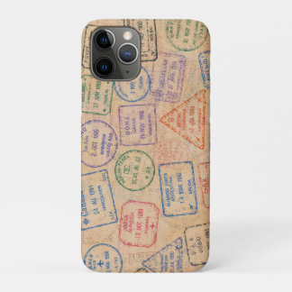 Kleurrijke Reisephemera met Vintage Paspoortstempe Case-Mate iPhone Case