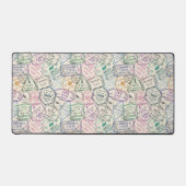Kleurrijke reisstempels patroon bureaumat (Voorkant)