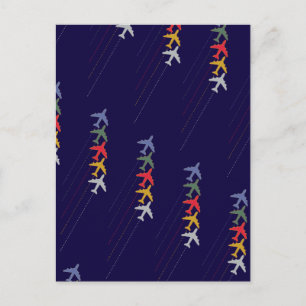 kleurrijke reisvliegtuigen briefkaart