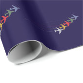 kleurrijke reisvliegtuigen cadeaupapier (Rol Hoek)