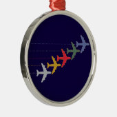 kleurrijke reisvliegtuigen metalen ornament (Rechts)