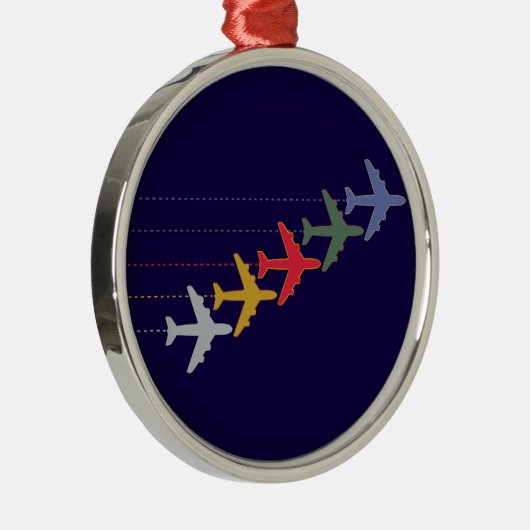 kleurrijke reisvliegtuigen metalen ornament (Rechts)