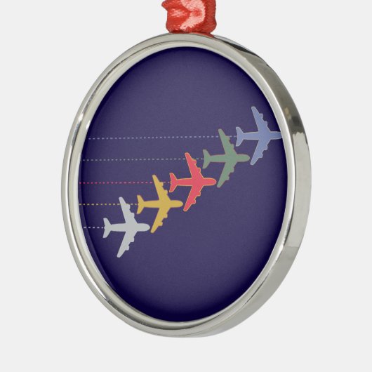 kleurrijke reisvliegtuigen metalen ornament (Links)