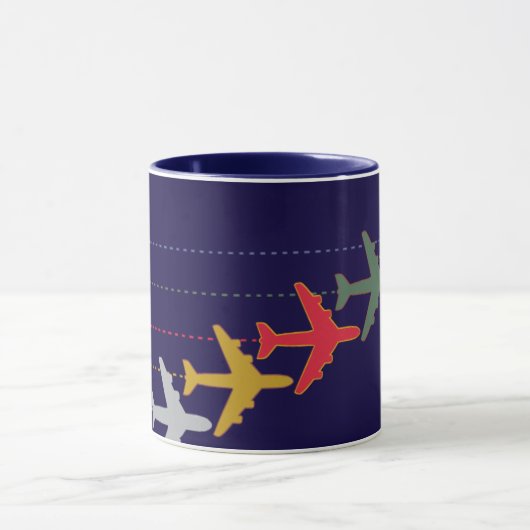 kleurrijke reisvliegtuigen mok (Midden)