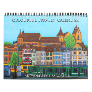 Kleurrijke reizen 2-pagina kalender door Lisa Lore