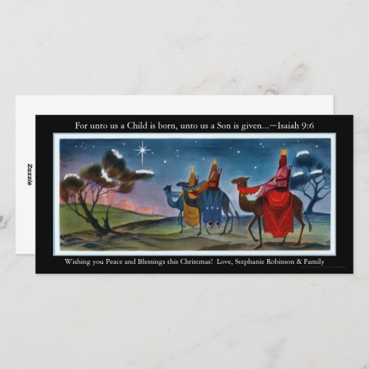 Kleurrijke Reizigers Plat Kerst Groetkaart Feestdagenkaart (Voorkant / Achterkant)