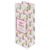 Kleurrijke Rendier Patroon Vakantie Wijn Gift Bag Wijn Cadeautas (Achterkant Gekanteld)