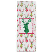 Kleurrijke Rendier Patroon Vakantie Wijn Gift Bag Wijn Cadeautas (Voorkant)