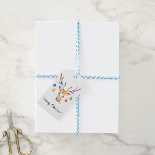 Kleurrijke Rendieren Cadeaulabel (Met Touw)