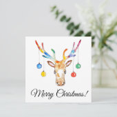 Kleurrijke Rendieren Feestdagenkaart (Staand voorkant)