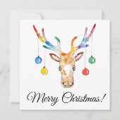 Kleurrijke Rendieren Feestdagenkaart (Voorkant)