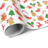 Kleurrijke rendieren kerstboom feestelijke vakanti cadeaupapier (Rol Hoek)