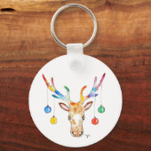 Kleurrijke Rendieren Sleutelhanger (Voorkant)