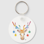 Kleurrijke Rendieren Sleutelhanger (Achterkant)