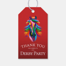 Kleurrijke Renpaard Derby Feest Rood Favor Cadeaulabel