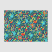 Kleurrijke retorbloemen, vogels en vlinders tissuepapier (Voorkant)