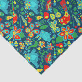 Kleurrijke retorbloemen, vogels en vlinders tissuepapier (Detail)