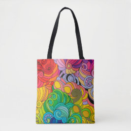 Kleurrijke Retro 1960s Flower Power Tote Bag