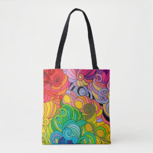 Kleurrijke Retro 1960s Flower Power Tote Bag