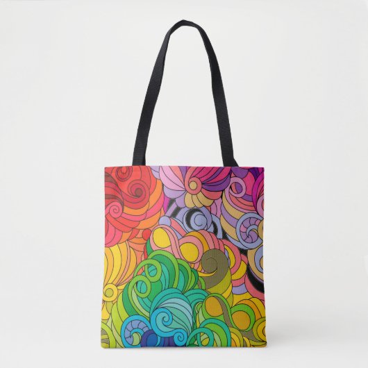 Kleurrijke Retro 1960s Flower Power Tote Bag (Voorkant)