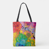 Kleurrijke Retro 1960s Flower Power Tote Bag (Achterkant)