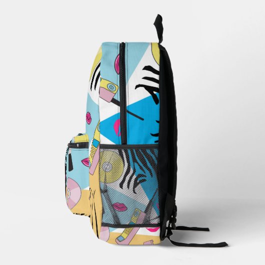 Kleurrijke Retro 1990's Nineties Patroon Monogram Bedrukte Rugzak (Rechts)