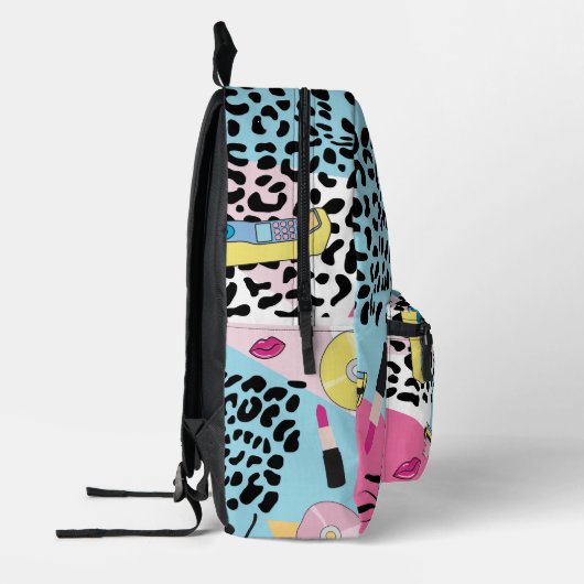 Kleurrijke Retro 1990's Nineties Patroon Monogram Bedrukte Rugzak (Links)