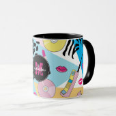 Kleurrijke Retro 1990's Nineties Patroon Monogram Mok (Voorkant rechts)