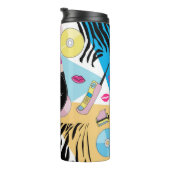 Kleurrijke Retro 1990's Nineties Patroon Monogram Thermosbeker (Geroteerd rechts)