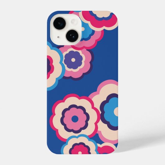 Kleurrijke Retro 60's Floral patroon iPhone Hoesje (Achterkant)