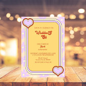 Kleurrijke retro  70s bruiloft kaart