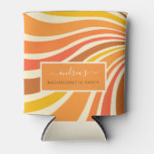 Kleurrijke Retro 70s Strepen Golf Afscheidsceremon Blikjeskoeler (Voorkant)